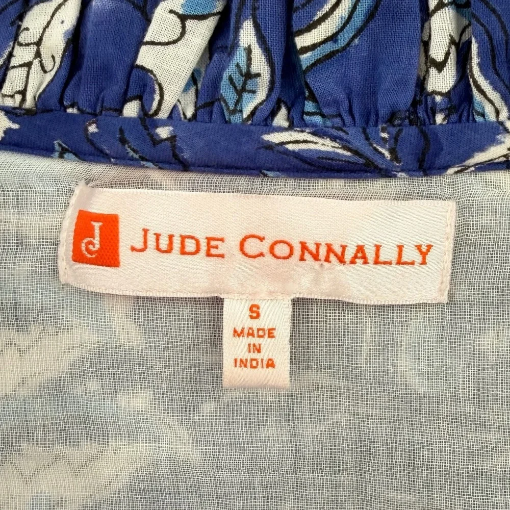Jude Connally Blue Print Cotton Tierred Boho Dress Small